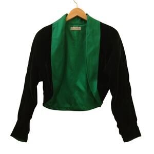 Guy Larouche Vintage Green Velvet Satin Blazer/Jacket 1980’s